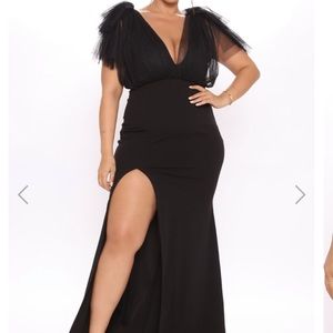 Occassion Long Black Maxi Dress with Split Size 3X